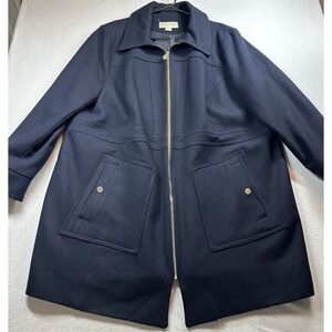 Michael Kors Women's Wool Blend Navy Jacket 2XL Plus‎ Size Coat Classic